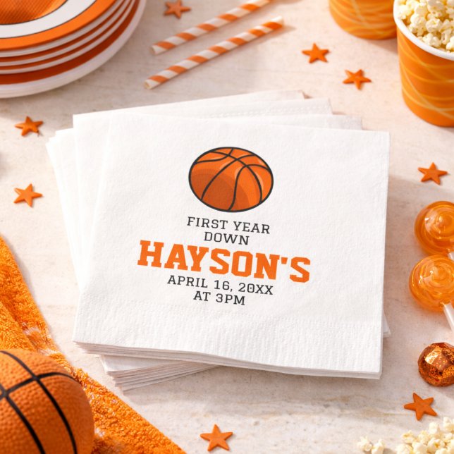 Basketball First Year Down 1st Birthday Napkins (Basketball First Year Down 1st Birthday Napkins)