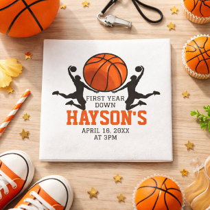 Basketball First Year Down 1st Birthday Napkins