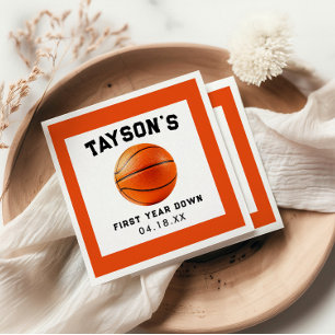 Basketball First Year Down 1st Birthday Napkins