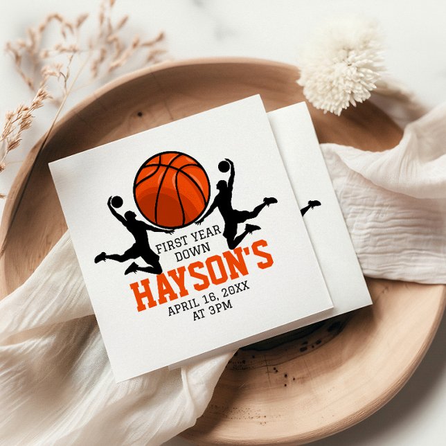 Basketball First Year Down 1st Birthday Napkins (Creator Uploaded)