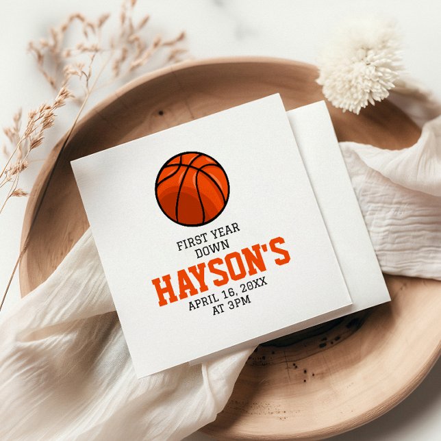 Basketball First Year Down 1st Birthday Napkins (Creator Uploaded)