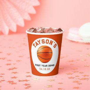 basketball First Year Down 1st Birthday Paper Cups