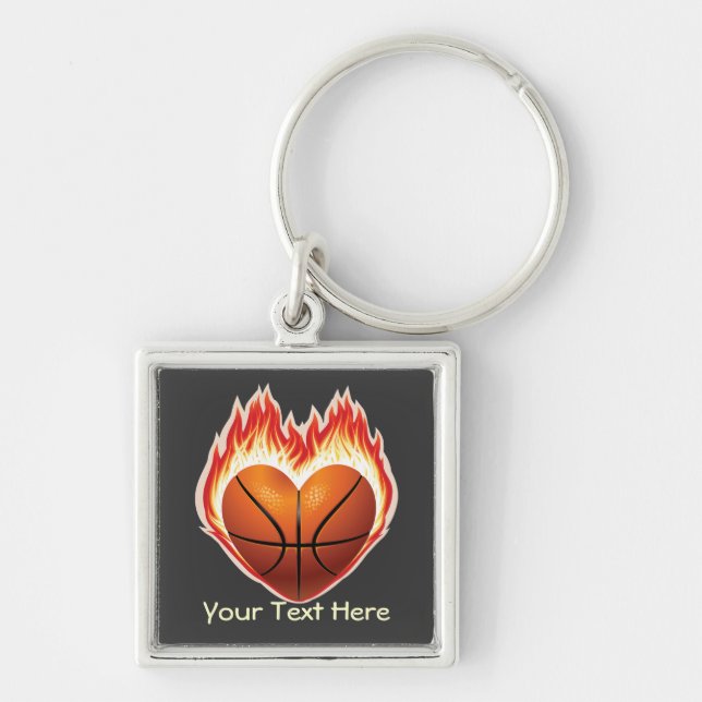 Basketball Flame Keychain (personalized) (Front)