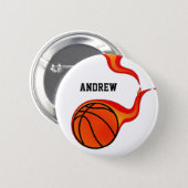 basketball flaming ball pinback button (Front & Back)