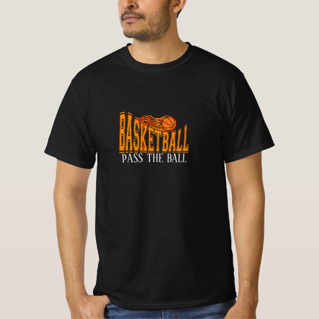 Basketball– Flaming Ball Typography T-Shirt (Front)