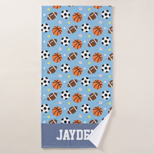 Basketball Football Soccer Balls Sports Pattern Bath Towel