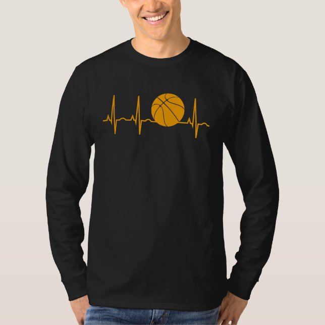 Basketball  for Men Bball Heartbeat Boys Gif T-Shirt (Front)