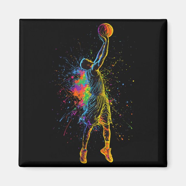 Basketball For Men Kids Youth Player Slam Dunk Tee Magnet (Front)