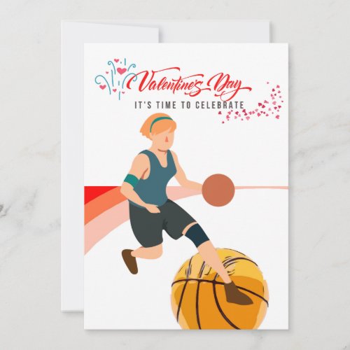 Basketball for Valentines Day  with love    Holiday Card