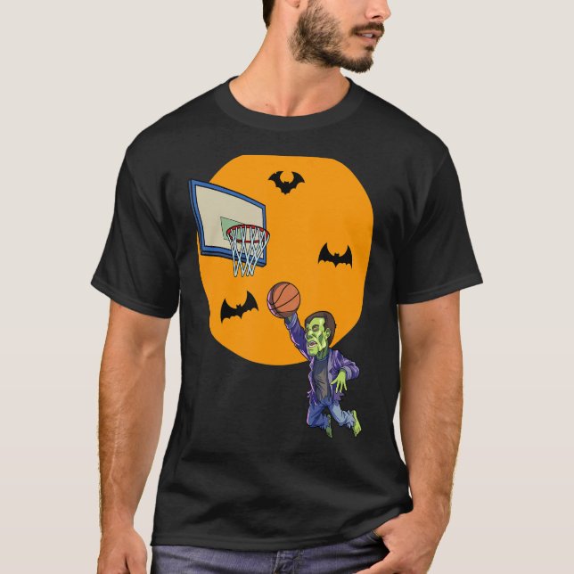 Basketball Frankenstein Halloween Boys Basketball  T-Shirt (Front)