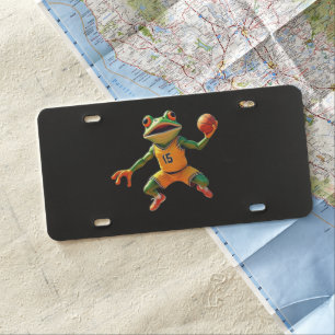 Basketball Frog black plastic license plate
