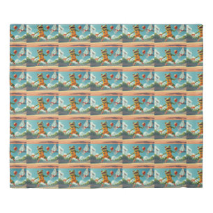Basketball Frog blue king duvet cover