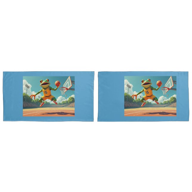 Basketball Frog king pillowcases pair (Front-Set)