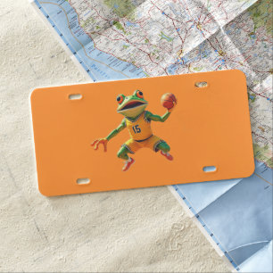Basketball Frog orange plastic license plate