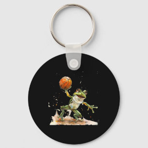 Basketball Frog Watercolor Toad Artwork Basketball Keychain