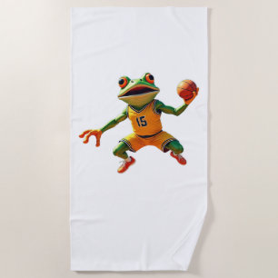 Basketball Frog white beach towel
