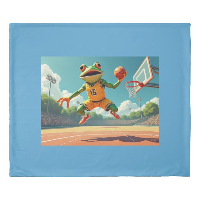 Basketball Frog white king duvet cover (Front)