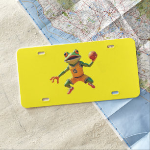 Basketball Frog yellow plastic license plate