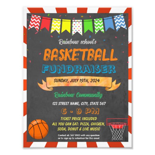 Basketball Fundraiser school event template Photo Print