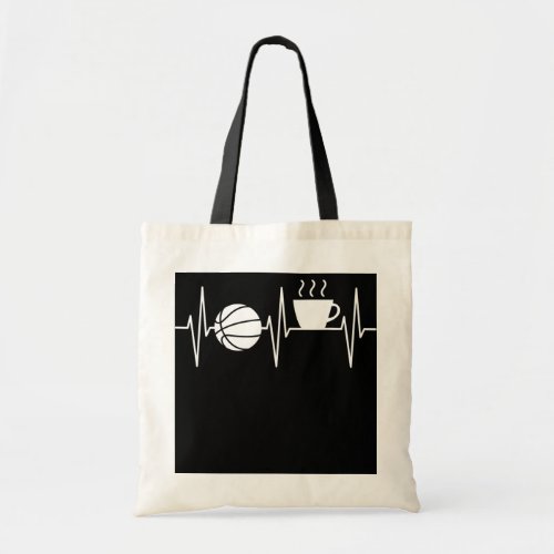 Basketball Funny Coffee Lover Heartbeat Tote Bag