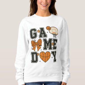 Basketball Game Day T-Shirt Design with Bow & Hear Sweatshirt