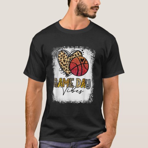 Basketball Game Day Vibes Leopard Sister Day Women T_Shirt