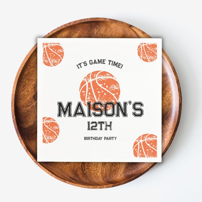 Basketball Game Monogram Birthday Party  Napkins (Creator Uploaded)