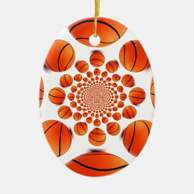 Basketball Game of Champions: Court Vision Kaleida Ceramic Ornament (Front)