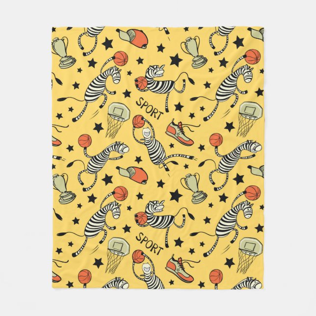 Basketball game seamless pattern with doodle cute  fleece blanket (Front)