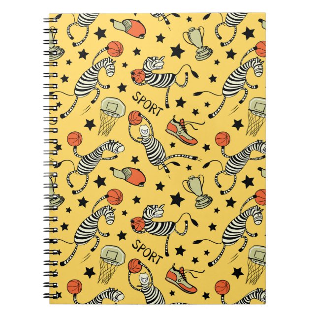 Basketball game seamless pattern with doodle cute  notebook (Front)