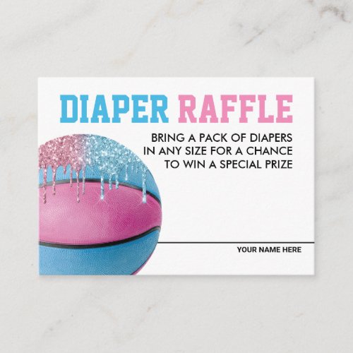 Basketball Gender Reveal Diaper Raffle Card