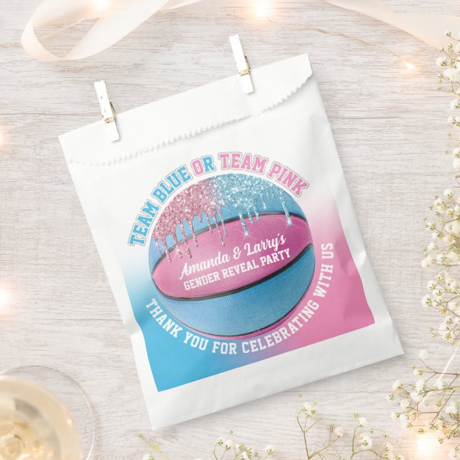 Basketball Gender Reveal Favor Bag (Clipped)