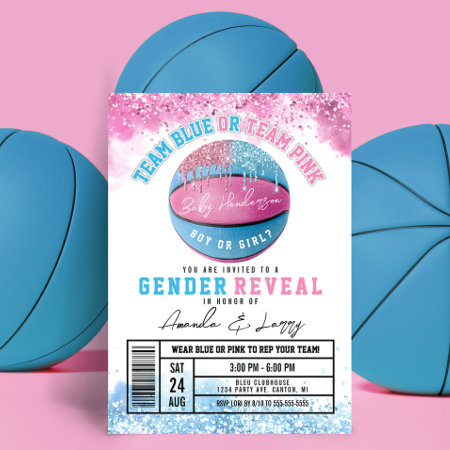 Basketball Gender Reveal Invitation