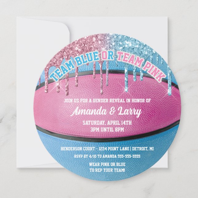 Basketball Gender Reveal Invitation (Front)