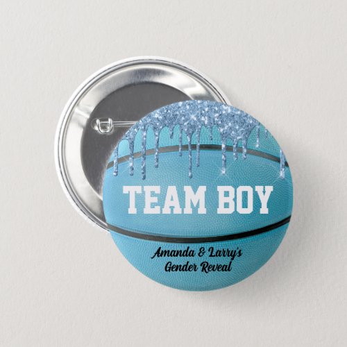 Basketball Gender Reveal Team Boy Button