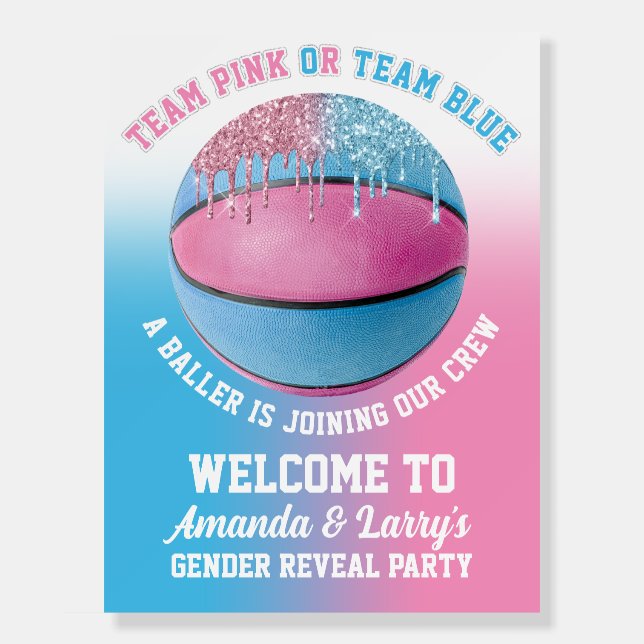 Basketball Gender Reveal Welcome Sign (Front)