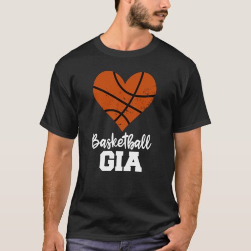 Basketball Gia Basketball Heart Grandma Gia T_Shirt