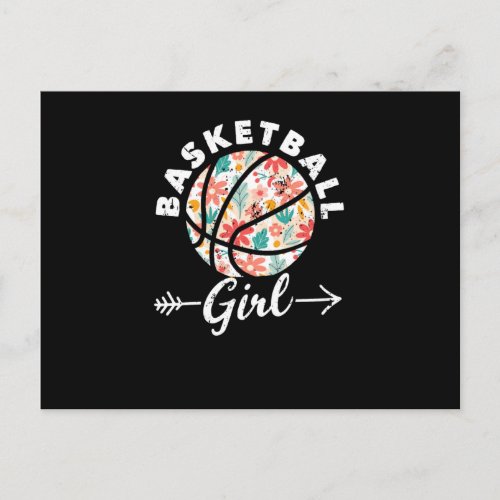 Basketball girl ball player fan team postcard