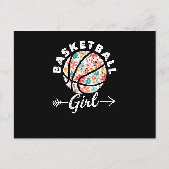 Basketball girl ball player fan team postcard (Front)