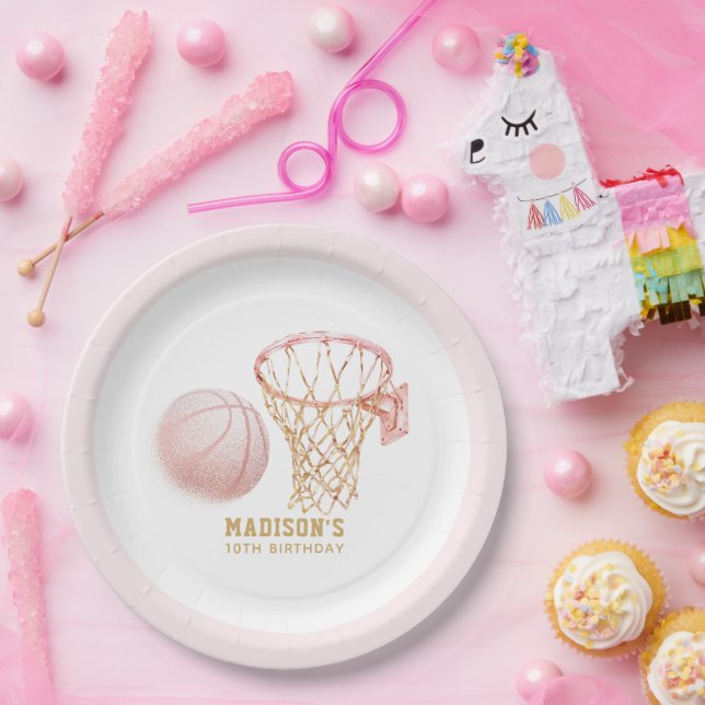 Basketball Girl Birthday Personalized Paper Plates (Party)