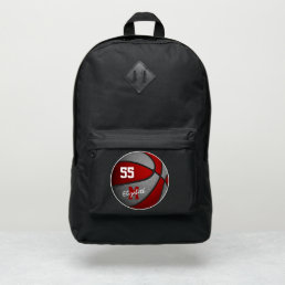 Basketball girl boy monogram red gray team colors port authority&#174; backpack