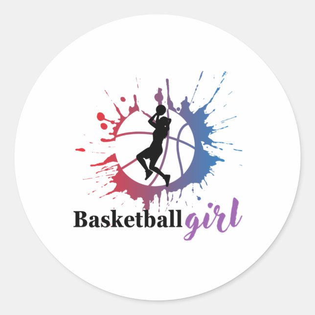 Basketball Girl  Classic Round Sticker (Front)