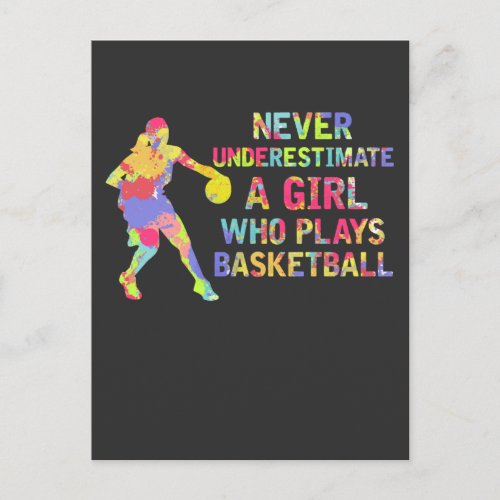 Basketball Girl Colorful Athlete Postcard