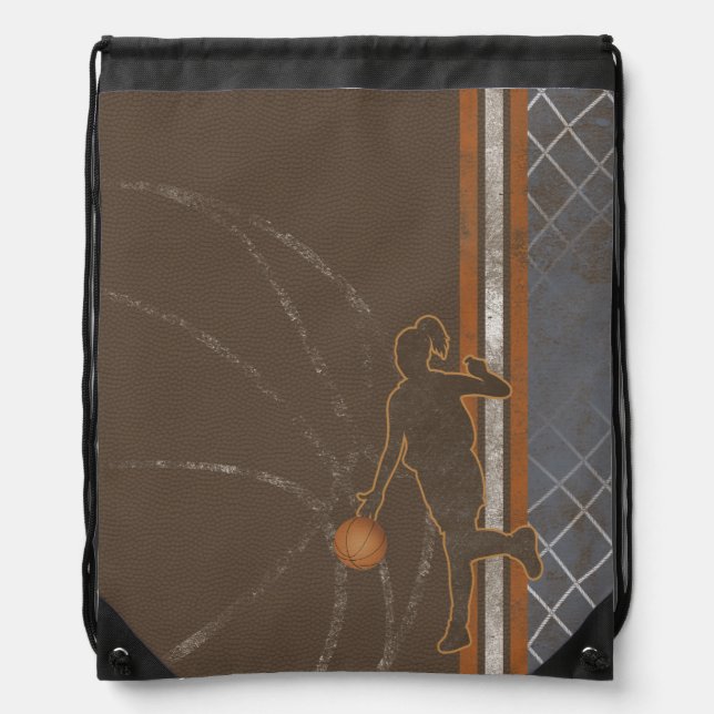 Basketball Girl Drawstring Backpack (Front)