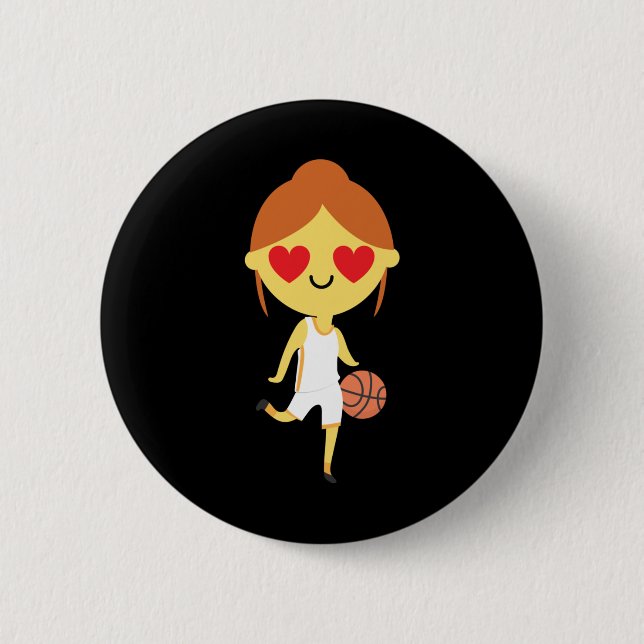 Basketball Girl Emoji  Button (Front)