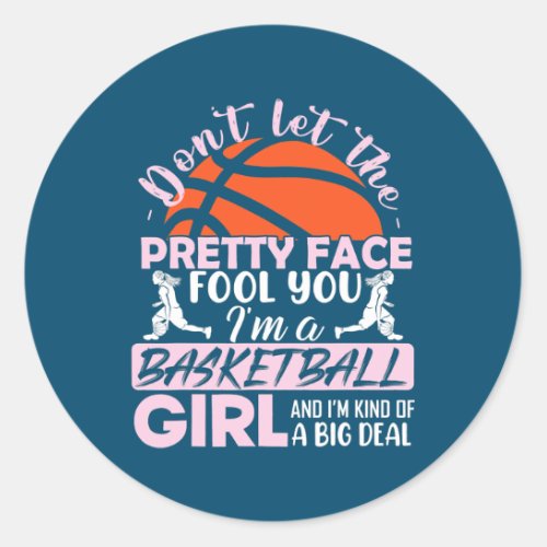 Basketball Girl For Women Funny Player Fan Gift  Classic Round Sticker