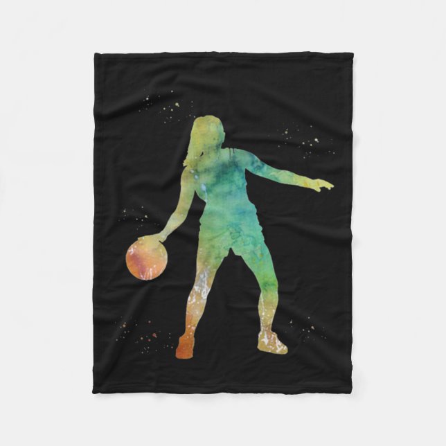 Basketball Girl Playing  Fleece Blanket (Front)