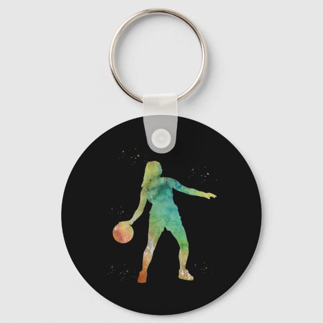 Basketball Girl Playing  Keychain (Front)