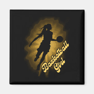Basketball Girl Shadow In The Rays  Magnet