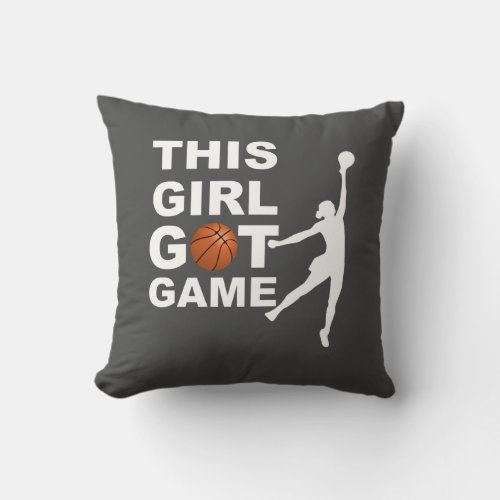 Basketball Girl Throw Pillow